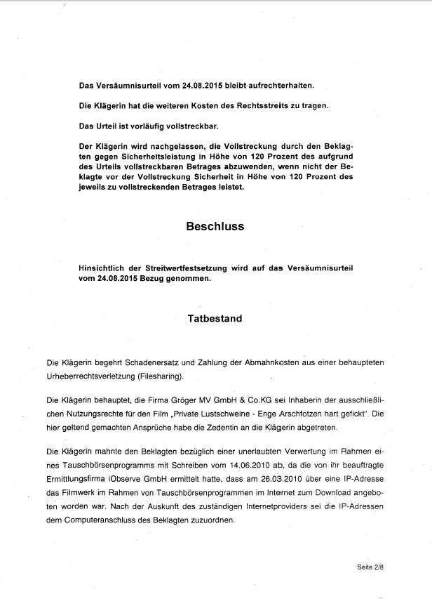 Gerichtsbescheid Auffassung des Amtsgericht Hannover